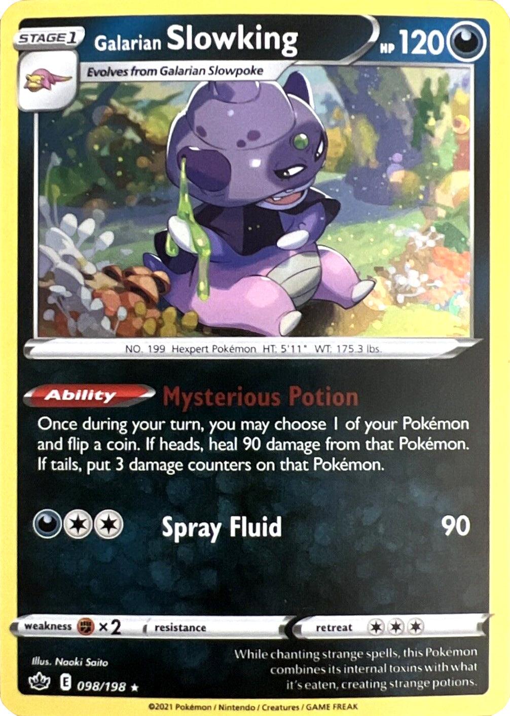 098, Darkness, Fighting [x2], Holo Rare, Holofoil, Sword & Shield: Chilling Reign Galarian Slowking (098/198) (Cosmos Holo) [Sword & Shield: Chilling Reign] - Trading Card World