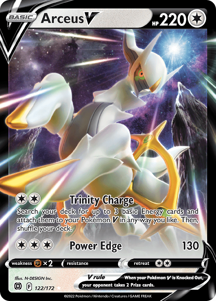 122, Colorless, Fighting [x2], Holofoil, Promo, Sword & Shield: Brilliant Stars Arceus V (122/172) (Metal Card) [Sword & Shield: Brilliant Stars] - Trading Card World