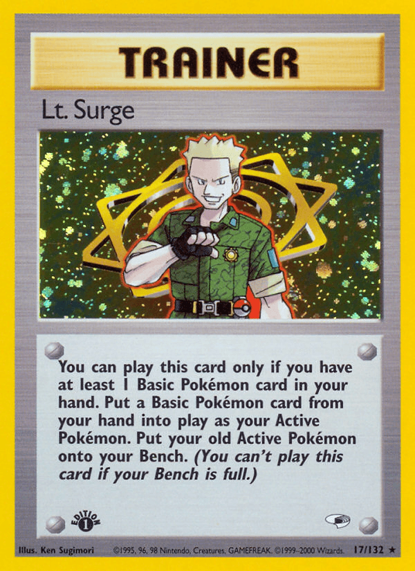 17, 1st Edition Holofoil, Gym Heroes 1st Edition, Holo Rare, Item Lt. Surge (17/132) [Gym Heroes 1st Edition] - Trading Card World