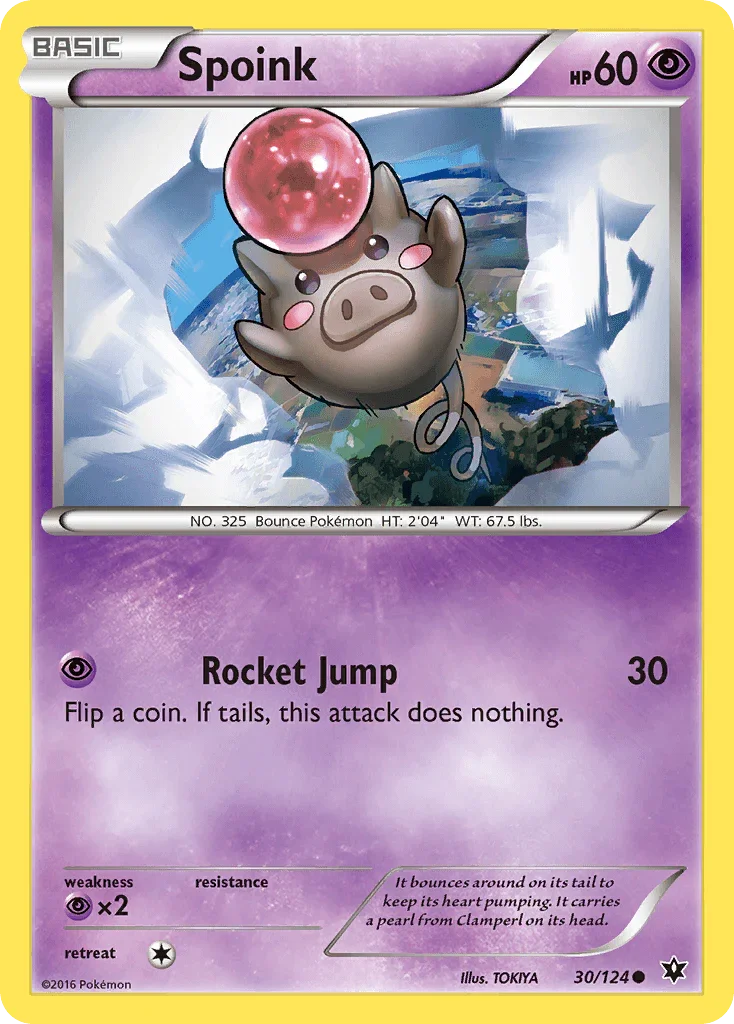 30, Common, Normal, Psychic, Psychic[×2], Reverse Holofoil, XY: Fates Collide Spoink (30/124) [XY: Fates Collide] - Trading Card World