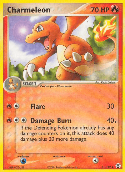 31, EX: FireRed & LeafGreen, Fire, Normal, Reverse Holofoil, Uncommon, Water[×2] Charmeleon (31/112) [EX: FireRed & LeafGreen] - Trading Card World
