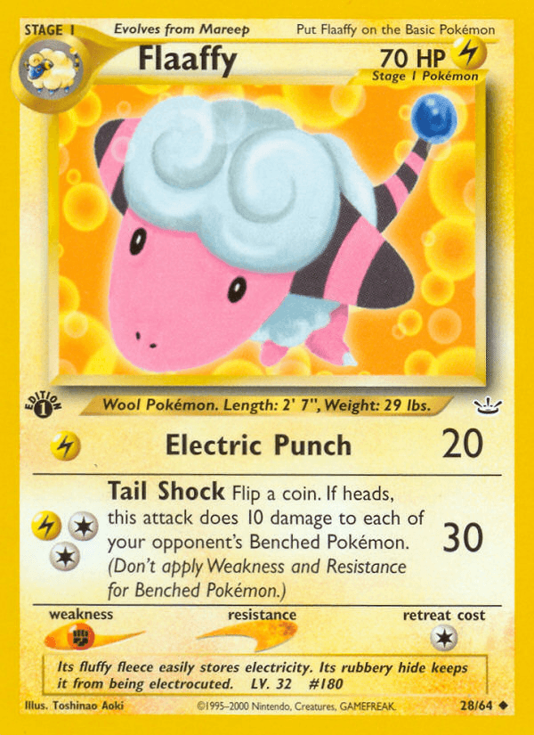 1st Edition Normal, 28, Fighting[×2], Lightning, Neo Revelation 1st Edition, Uncommon Flaaffy (28/64) [Neo Revelation 1st Edition] - Trading Card World