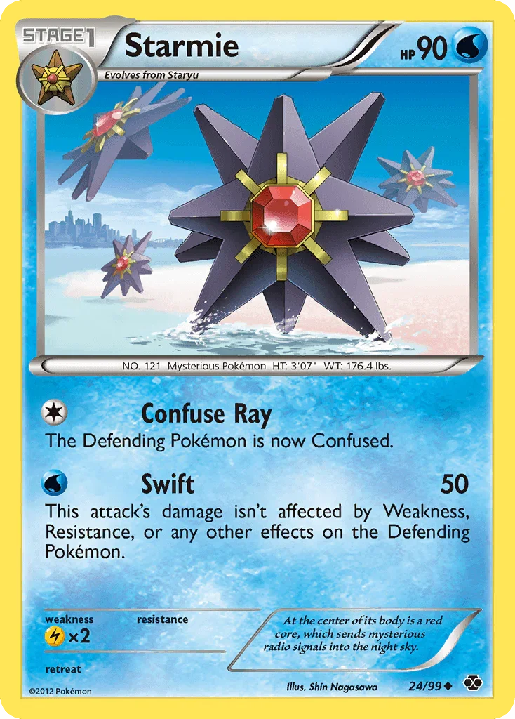24, Black & White: Next Destinies, Lightning[×2], Normal, Reverse Holofoil, Uncommon, Water Starmie (24/99) [Black & White: Next Destinies] - Trading Card World