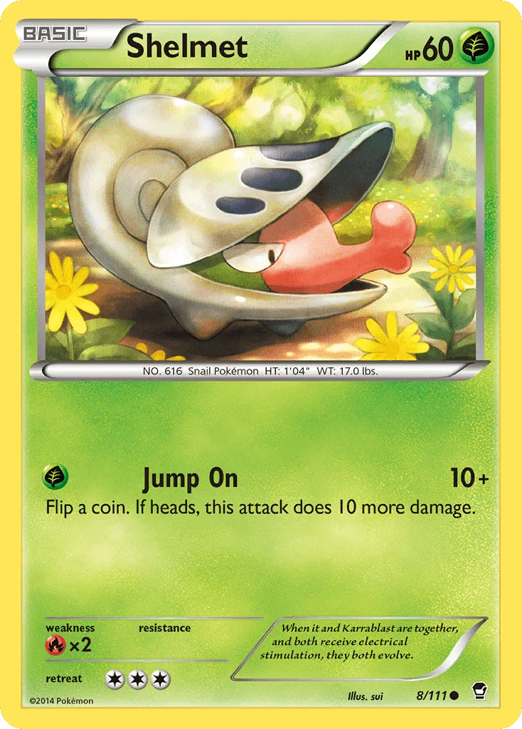 Common, Fire[×2], Grass, Normal, Reverse Holofoil, XY: Furious Fists Shelmet (8/111) [XY: Furious Fists] - Trading Card World