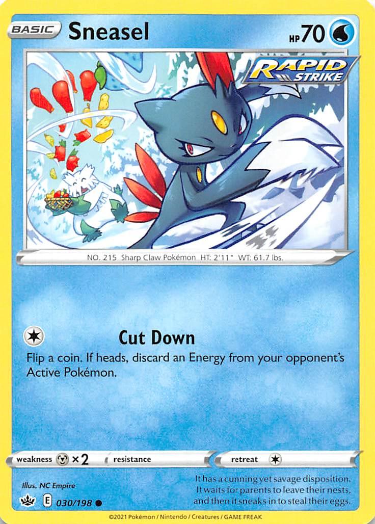 030, Common, Metal[x2], Normal, Reverse Holofoil, Sword & Shield: Chilling Reign, Water Sneasel (030/198) [Sword & Shield: Chilling Reign] - Trading Card World