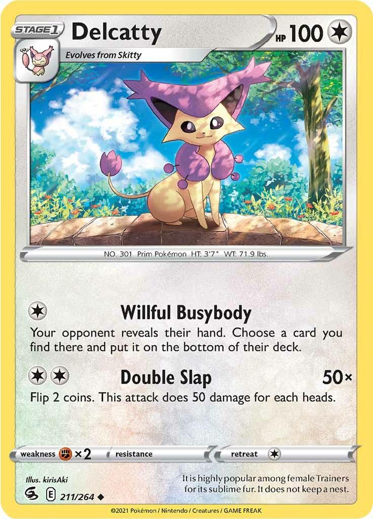 211, Colorless, Fighting [x2], Normal, Reverse Holofoil, Sword & Shield: Fusion Strike, Uncommon Delcatty (211/264) [Sword & Shield: Fusion Strike] - Trading Card World