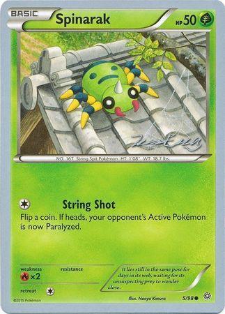 Common, Fire[×2], Grass, Normal, World Championships 2016 Spinarak (5/98) (Bebe - Jesper Eriksen) [World Championships 2016] - Trading Card World