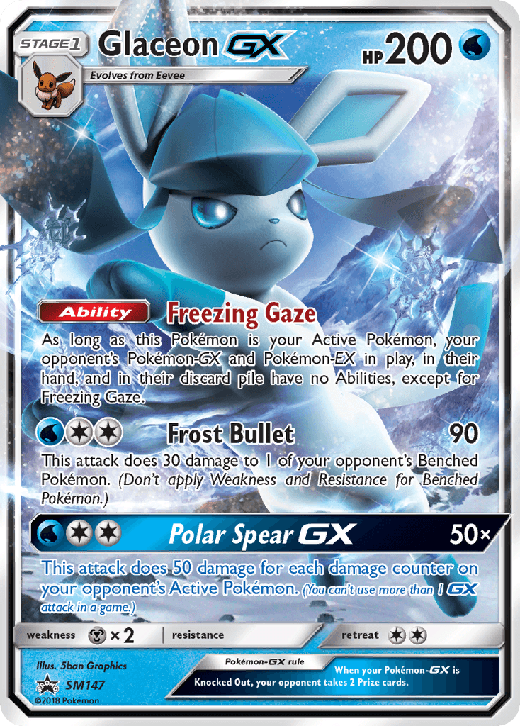 Black Star Promo, Holofoil, Metal[×2], SM147, Sun & Moon: Black Star Promos, Water Glaceon GX (SM147) [Sun & Moon: Black Star Promos] - Trading Card World