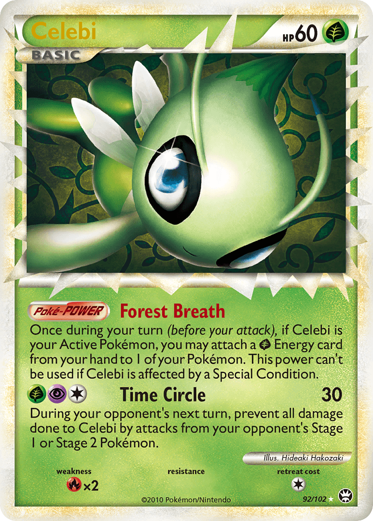 92, Fire[×2], Grass, HeartGold & SoulSilver: Triumphant, Holofoil, Ultra Rare Celebi (92/102) [HeartGold & SoulSilver: Triumphant] - Trading Card World