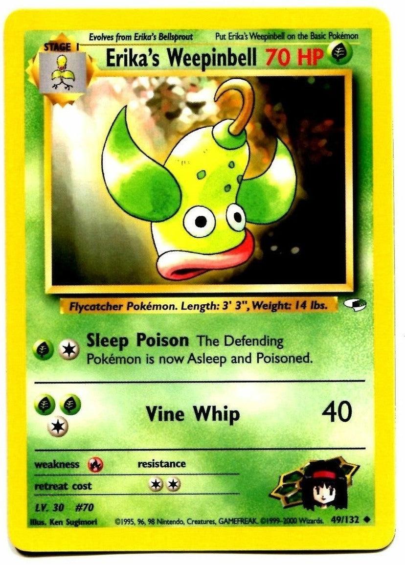 49, Fire[×2], Grass, Gym Heroes Unlimited, Normal, Uncommon Erika's Weepinbell (49/132) [Gym Heroes Unlimited] - Trading Card World