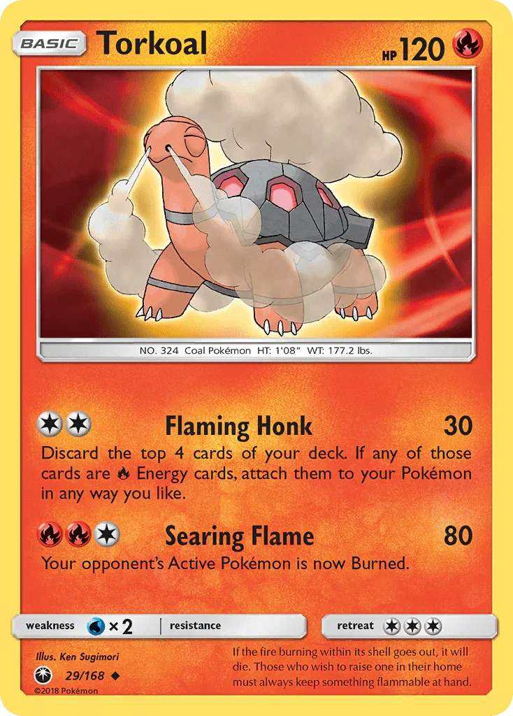 29, Fire, Normal, Reverse Holofoil, Sun & Moon: Celestial Storm, Uncommon, Water[×2] Torkoal (29/168) [Sun & Moon: Celestial Storm] - Trading Card World