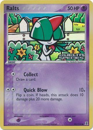 81, Common, EX: Delta Species, Psychic, Psychic[×2], Reverse Holofoil Ralts (81/113) (Stamped) [EX: Delta Species] - Trading Card World