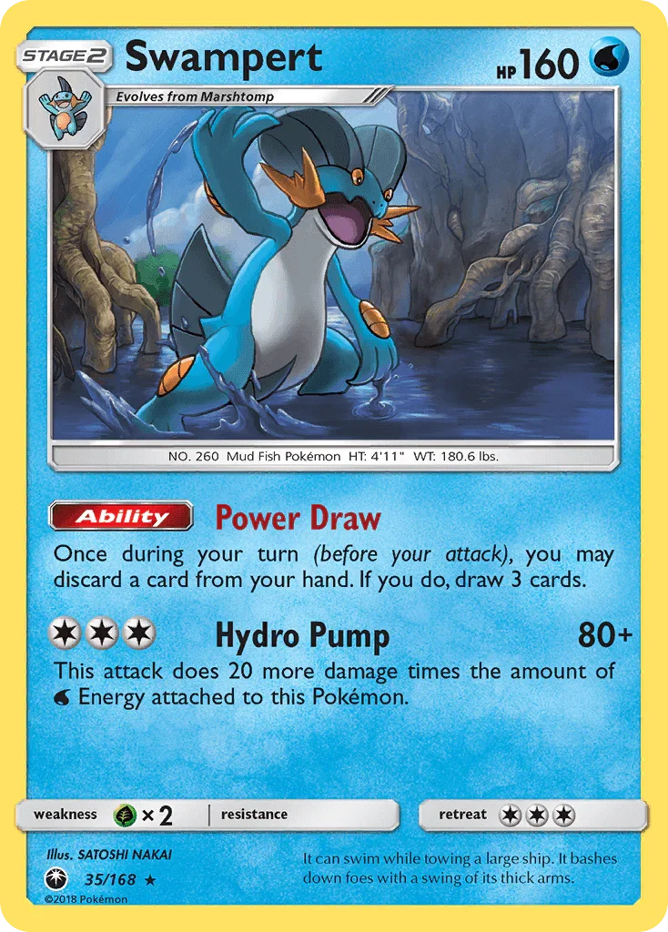 35, Grass[×2], Normal, Rare, Reverse Holofoil, Sun & Moon: Celestial Storm, Water Swampert (35/168) [Sun & Moon: Celestial Storm] - Trading Card World