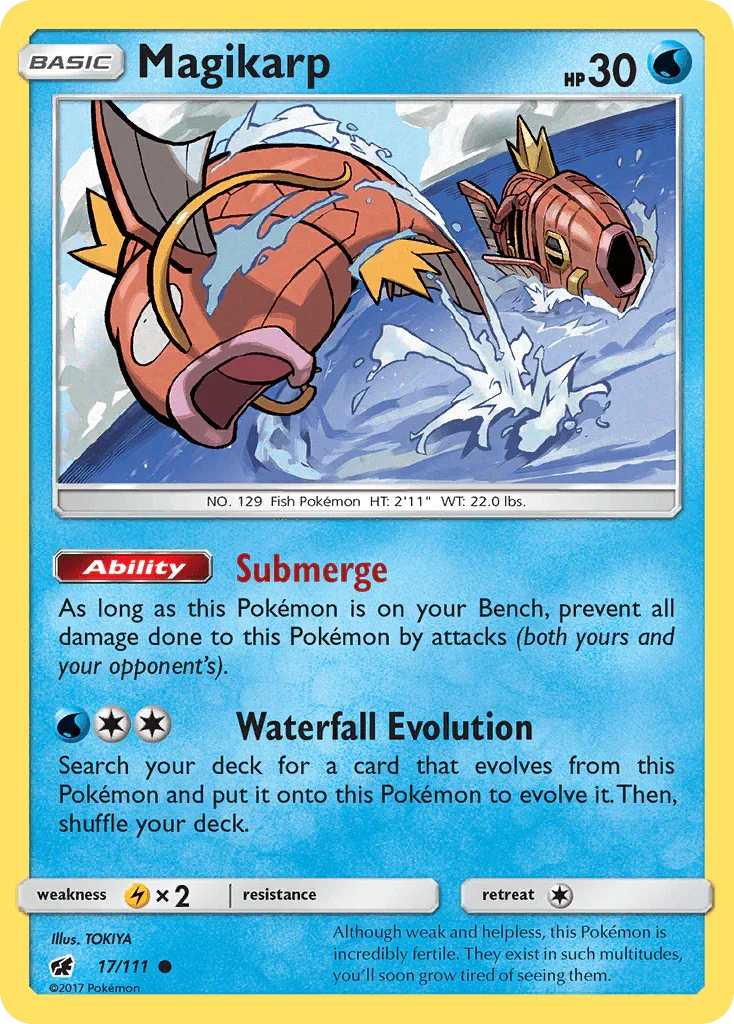 17, Common, Lightning[×2], Normal, Reverse Holofoil, Sun & Moon: Crimson Invasion, Water Magikarp (17/111) [Sun & Moon: Crimson Invasion] - Trading Card World