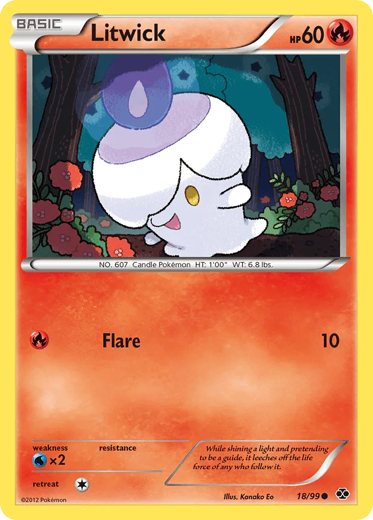 18, Black & White: Next Destinies, Common, Fire, Normal, Reverse Holofoil, Water[×2] Litwick (18/99) [Black & White: Next Destinies] - Trading Card World