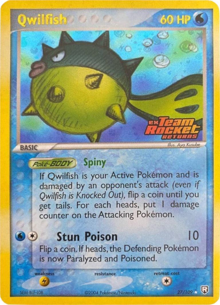 27, EX: Team Rocket Returns, Lightning[×2], Rare, Reverse Holofoil, Water Qwilfish (27/109) (Stamped) [EX: Team Rocket Returns] - Trading Card World