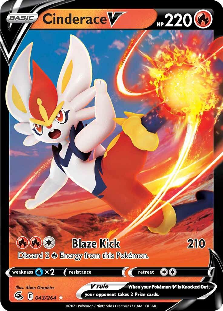 043, Fire, Holofoil, Sword & Shield: Fusion Strike, Ultra Rare, Water [x2] Cinderace V (043/264) [Sword & Shield: Fusion Strike] - Trading Card World
