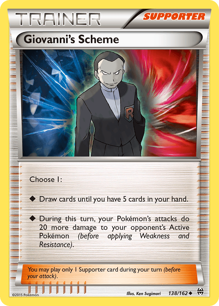138, Normal, Reverse Holofoil, Supporter, Uncommon, XY: BREAKthrough Giovanni's Scheme (138/162) [XY: BREAKthrough] - Trading Card World