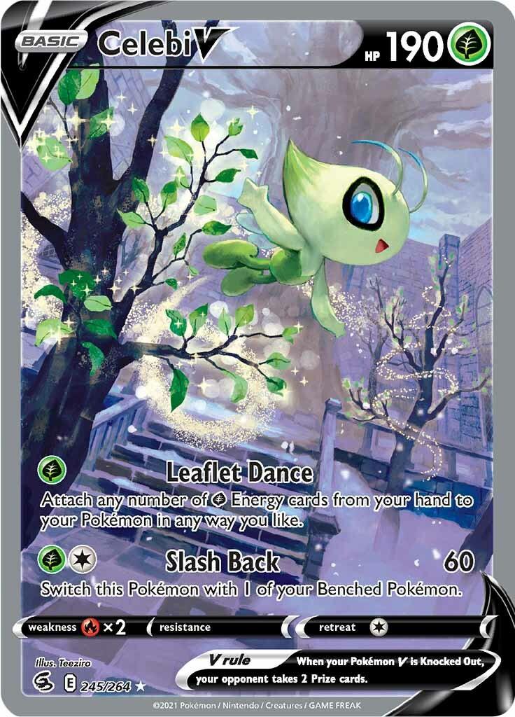 245, Fire [x2], Grass, Holofoil, Sword & Shield: Fusion Strike, Ultra Rare Celebi V (245/264) [Sword & Shield: Fusion Strike] - Trading Card World
