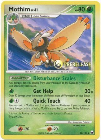 42, Diamond & Pearl: Black Star Promos, Fighting [-20], Fire [+2], Grass, Normal, Promo Mothim (42/100) (Prerelease Promo) [Diamond & Pearl: Black Star Promos] - Trading Card World