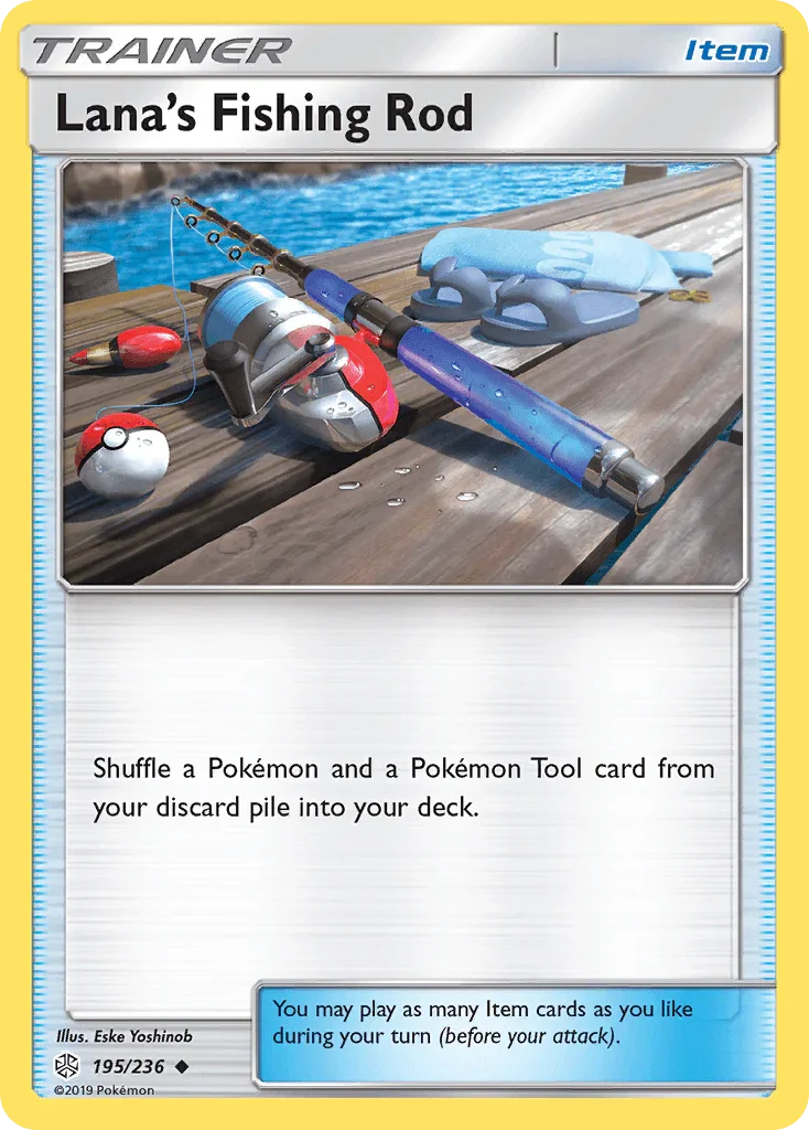 195, Item, Normal, Reverse Holofoil, Sun & Moon: Cosmic Eclipse, Uncommon Lana's Fishing Rod (195/236) [Sun & Moon: Cosmic Eclipse] - Trading Card World