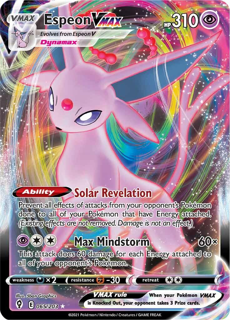 065, Darkness [x2], Fighting [-30], Holofoil, Psychic, Sword & Shield: Evolving Skies, Ultra Rare Espeon VMAX (065/203) [Sword & Shield: Evolving Skies] - Trading Card World