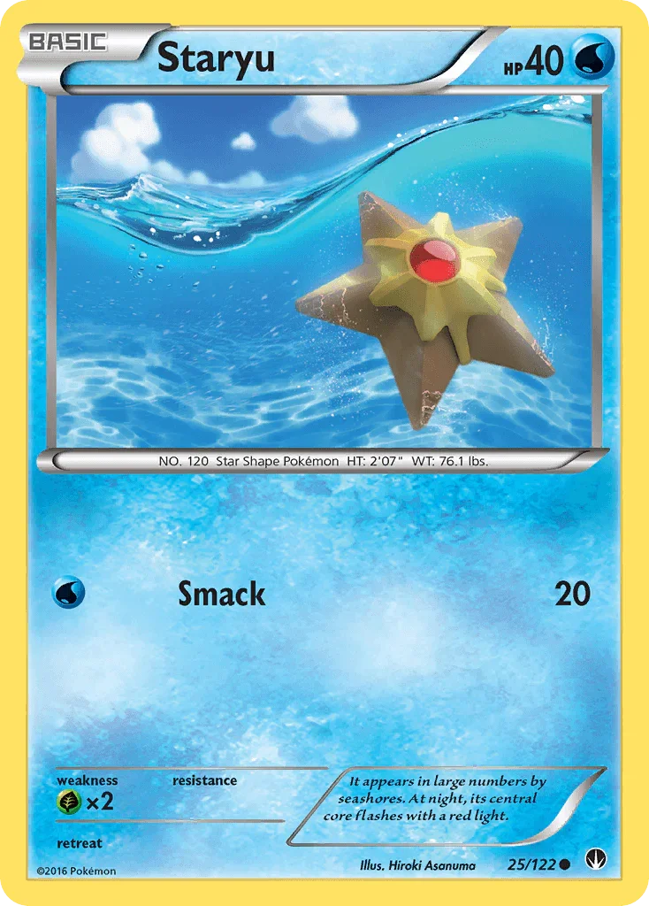 25, Common, Grass[×2], Normal, Reverse Holofoil, Water, XY: BREAKpoint Staryu (25/122) [XY: BREAKpoint] - Trading Card World