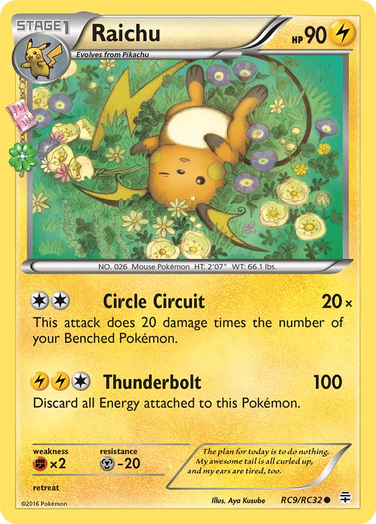 Common, Fighting[×2], Lightning, Metal[-20], Normal, RC9, XY: Generations Raichu (RC9/RC32) [XY: Generations] - Trading Card World