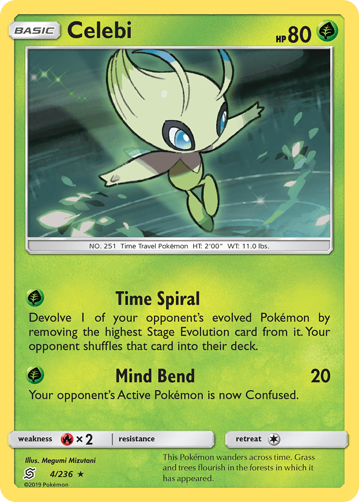 Fire[×2], Grass, Holo Rare, Holofoil, Reverse Holofoil, Sun & Moon: Unified Minds Celebi (4/236) [Sun & Moon: Unified Minds] - Trading Card World
