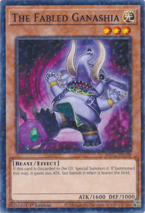 1st Edition, Beast, Common, Effect Monster, Hidden Arsenal: Chapter 1, Light The Fabled Ganashia (Duel Terminal) [HAC1-EN139] Common - Trading Card World