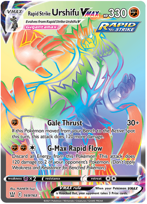 169, Fighting, Holofoil, Psychic[x2], Secret Rare, Sword & Shield: Battle Styles Rapid Strike Urshifu VMAX (169/163) [Sword & Shield: Battle Styles] - Trading Card World
