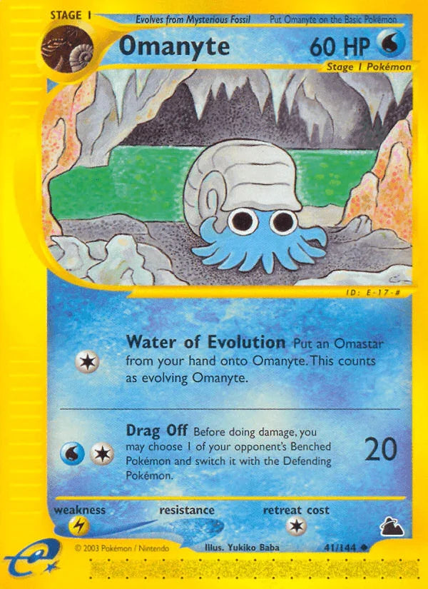 41, Lightning[×2], Normal, Reverse Holofoil, Skyridge, Uncommon, Water Omanyte (41/144) [Skyridge] - Trading Card World