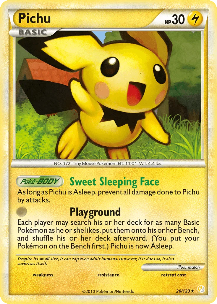 28, HeartGold & SoulSilver: Base Set, Lightning, Normal, Rare, Reverse Holofoil Pichu (28/123) [HeartGold & SoulSilver: Base Set] - Trading Card World