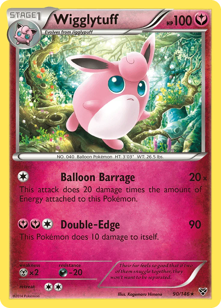 90, Darkness[-20], Fairy, Metal[×2], Normal, Rare, Reverse Holofoil, XY: Base Set Wigglytuff (90/146) [XY: Base Set] - Trading Card World