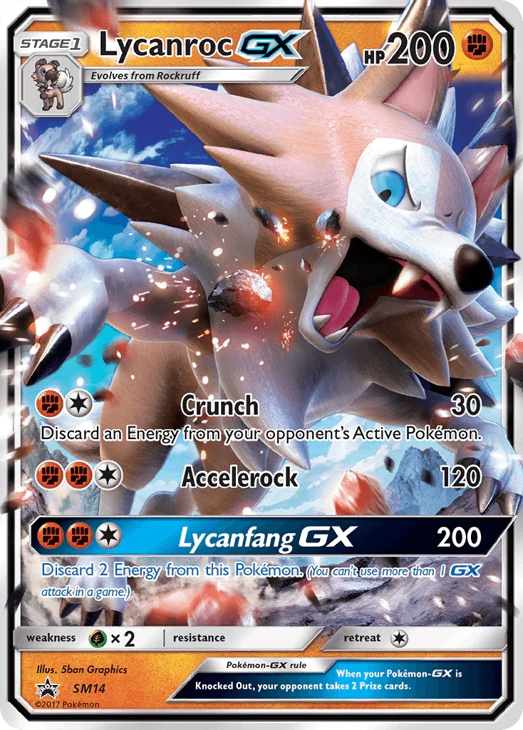 Black Star Promo, Fighting, Grass[×2], Holofoil, SM14, Sun & Moon: Black Star Promos Lycanroc GX (SM14) [Sun & Moon: Black Star Promos] - Trading Card World