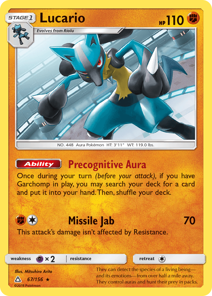 67, Fighting, Holo Rare, Holofoil, Psychic[×2], Reverse Holofoil, Sun & Moon: Ultra Prism Lucario (67/156) [Sun & Moon: Ultra Prism] - Trading Card World