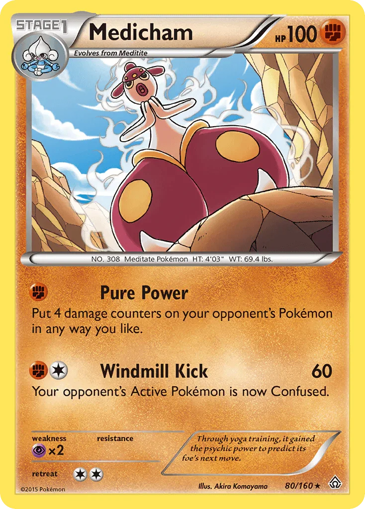 80, Fighting, Holo Rare, Holofoil, Psychic[×2], Reverse Holofoil, XY: Primal Clash Medicham (80/160) [XY: Primal Clash] - Trading Card World