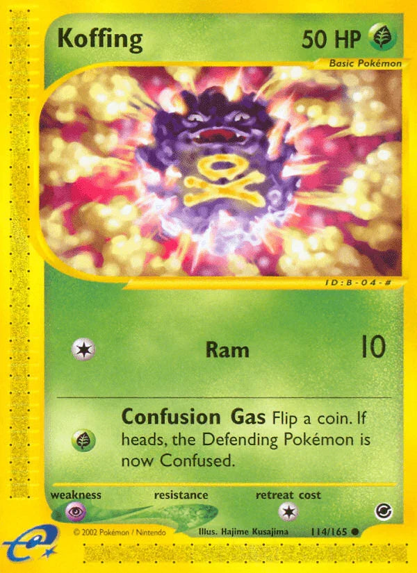 114, Common, Expedition: Base Set, Grass, Normal, Psychic[×2], Reverse Holofoil Koffing (114/165) [Expedition: Base Set] - Trading Card World