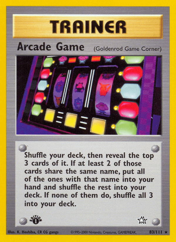 1st Edition Normal, 83, Neo Genesis 1st Edition, Rare, Trainer Arcade Game (83/111) [Neo Genesis 1st Edition] - Trading Card World