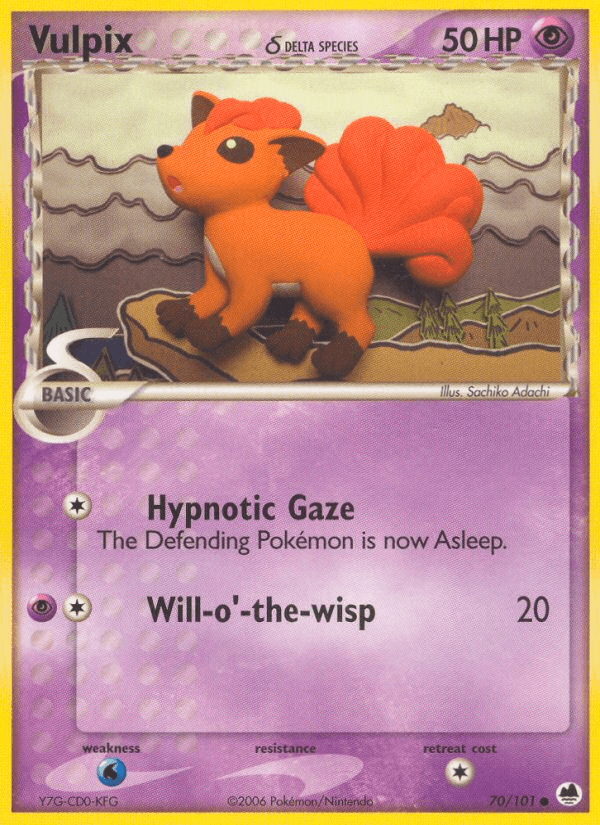 70, Common, EX: Dragon Frontiers, Normal, Psychic, Water[×2] Vulpix (70/101) (Delta Species) [EX: Dragon Frontiers] - Trading Card World