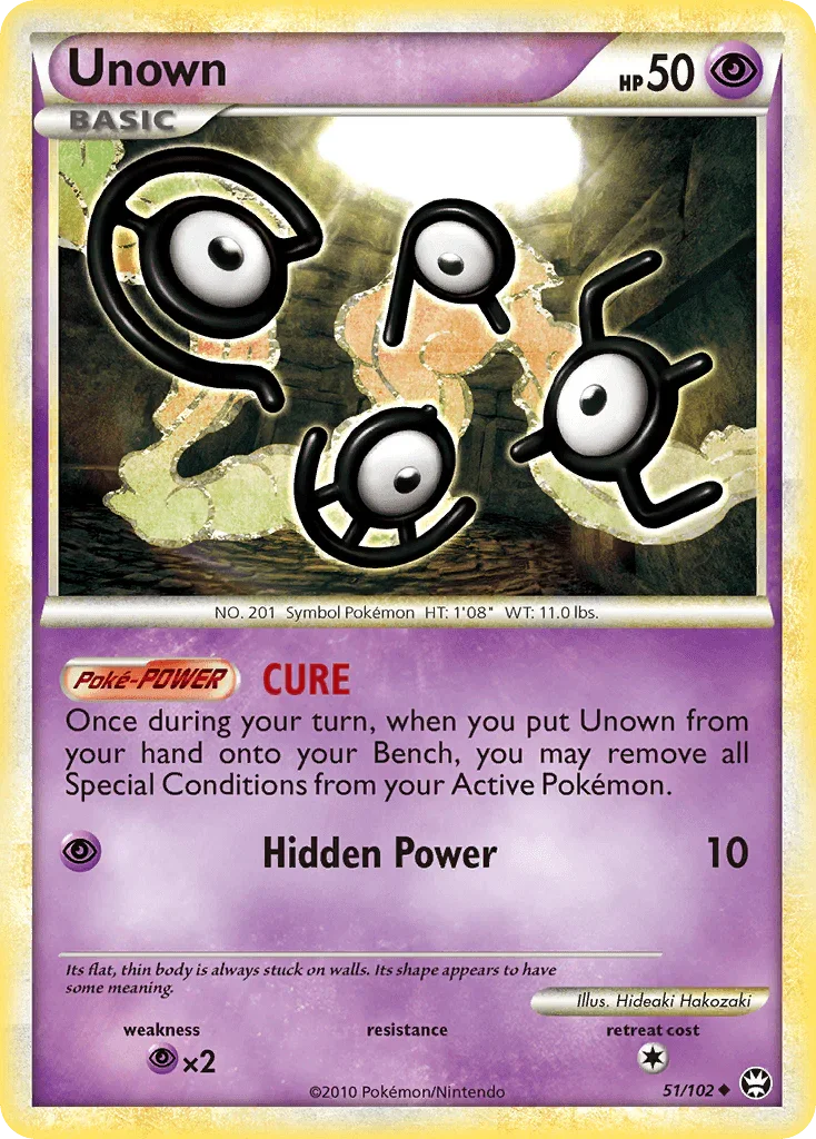 51, HeartGold & SoulSilver: Triumphant, Normal, Psychic, Psychic[×2], Reverse Holofoil, Uncommon Unown (51/102) [HeartGold & SoulSilver: Triumphant] - Trading Card World