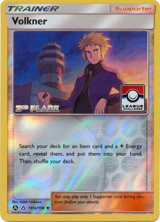 135a, Promo, Reverse Holofoil, Sun & Moon: Ultra Prism, Supporter Volkner (135a/156) (League Challenge 2nd Place) [Sun & Moon: Ultra Prism] - Trading Card World
