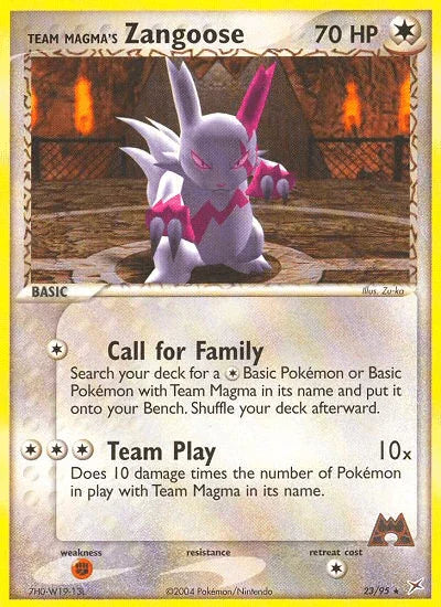 23, Colorless, EX: Team Magma vs Team Aqua, Fighting[×2], Normal, Rare, Reverse Holofoil Team Magma's Zangoose (23/95) [EX: Team Magma vs Team Aqua] - Trading Card World