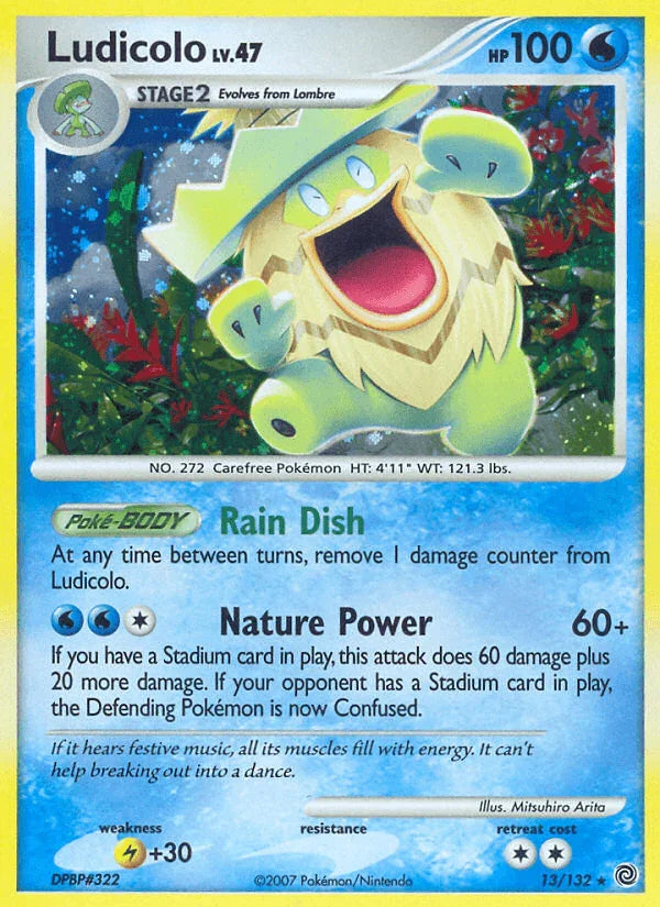 13, Diamond & Pearl: Secret Wonders, Holo Rare, Holofoil, Lightning[+30], Reverse Holofoil, Water Ludicolo (13/132) [Diamond & Pearl: Secret Wonders] - Trading Card World