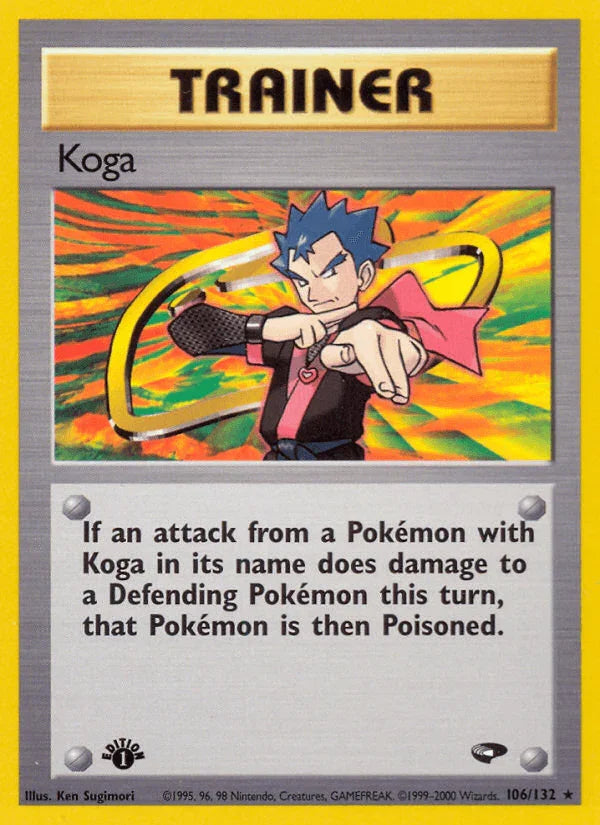 106, 1st Edition Normal, Gym Challenge 1st Edition, Rare, Trainer Koga (106/132) [Gym Challenge 1st Edition] - Trading Card World
