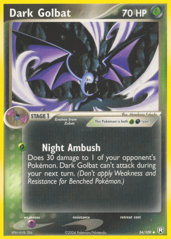 34, Darkness, EX: Team Rocket Returns, Grass, Normal, Psychic[×2], Uncommon Dark Golbat (34/109) [EX: Team Rocket Returns] - Trading Card World