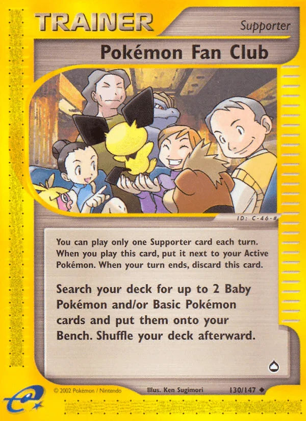 130, Aquapolis, Normal, Reverse Holofoil, Supporter, Uncommon Pokemon Fan Club (130/147) [Aquapolis] - Trading Card World