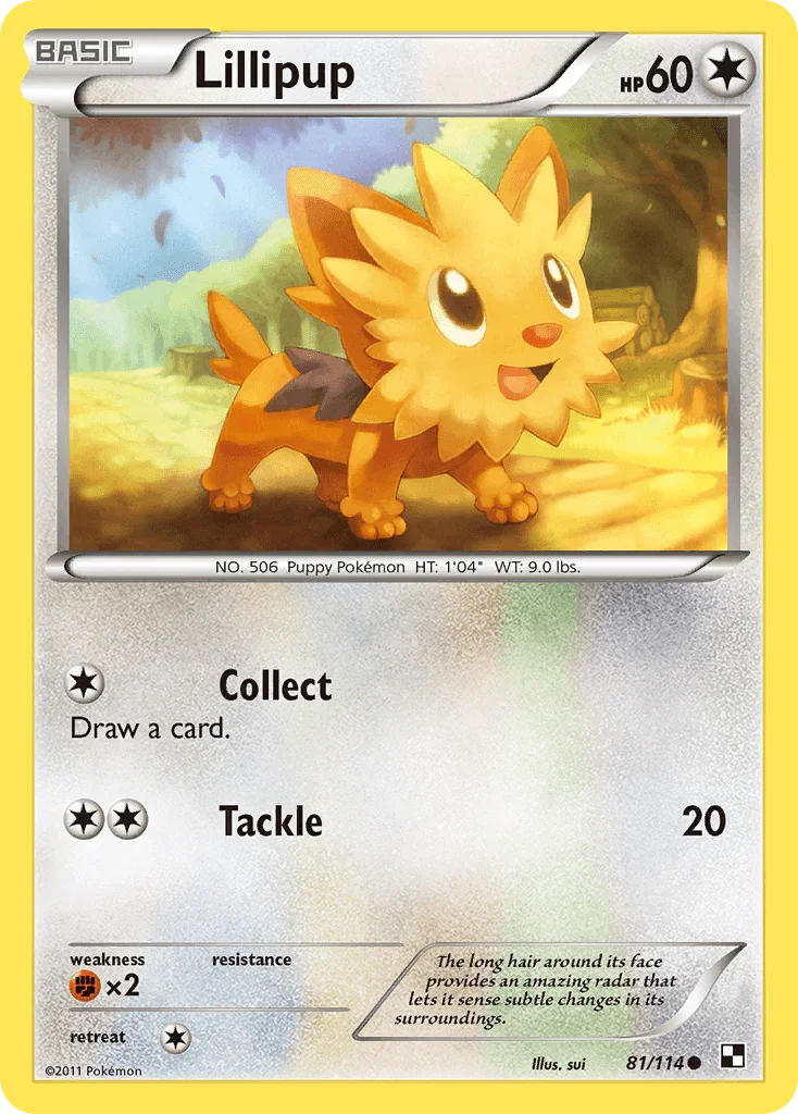 81, Black & White: Base Set, Colorless, Common, Fighting[×2], Normal, Reverse Holofoil Lillipup (81/114) [Black & White: Base Set] - Trading Card World