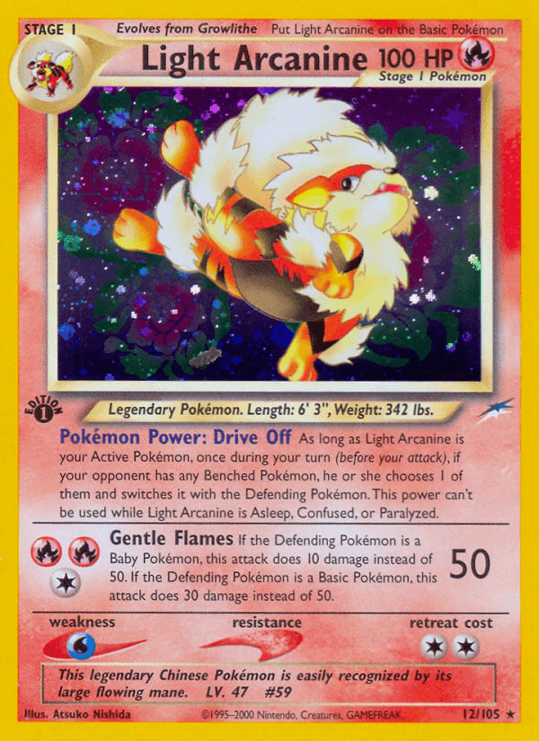 12, 1st Edition Holofoil, Fire, Holo Rare, Neo Destiny 1st Edition, Water[×2] Light Arcanine (12/105) [Neo Destiny 1st Edition] - Trading Card World