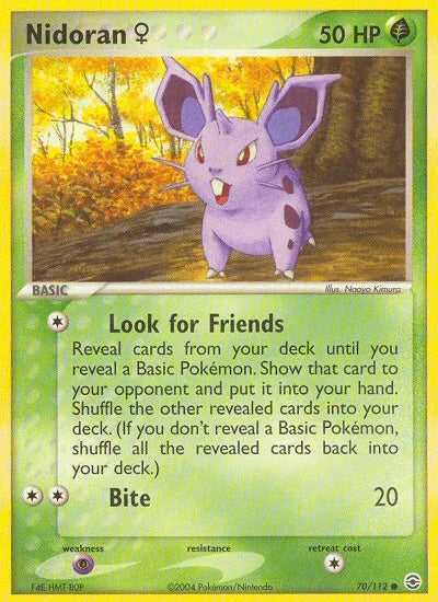 70, Common, EX: FireRed & LeafGreen, Grass, Normal, Psychic[×2], Reverse Holofoil Nidoran (70/112) (Female) [EX: FireRed & LeafGreen] - Trading Card World